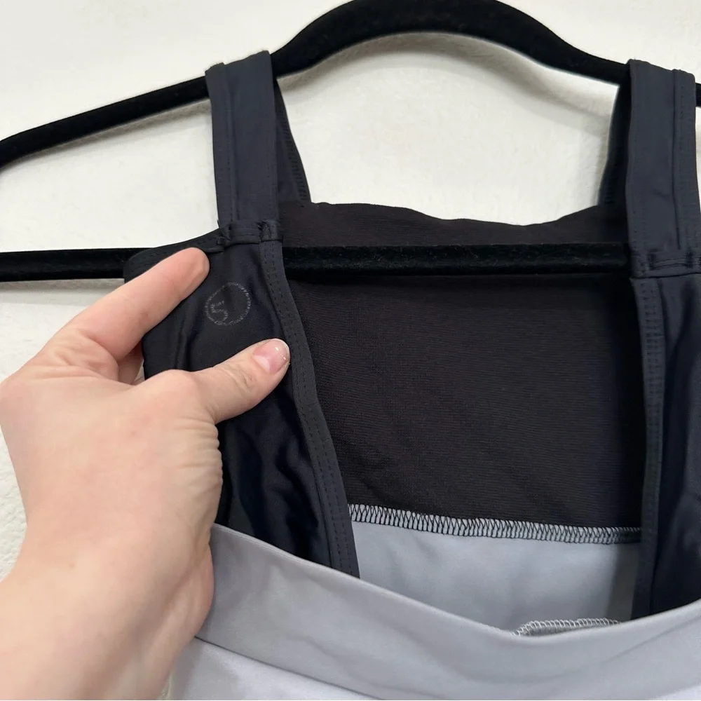 Dance Leotard for Kids in Black with Gray Bands
